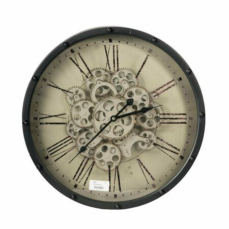 HOMEROOTS Black & Ivory Vintage Gear Industrial Wall Clock 401296